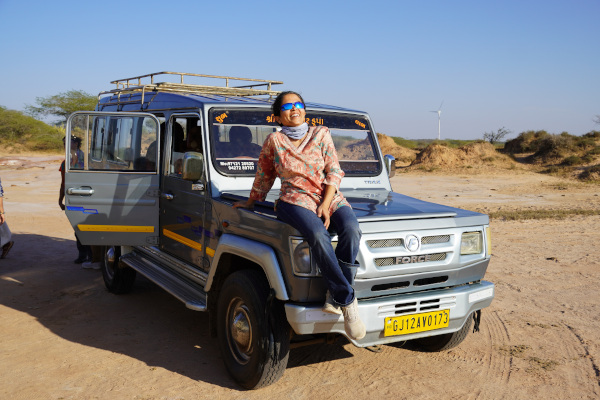 Sitting on the bonnet of the Toofan.