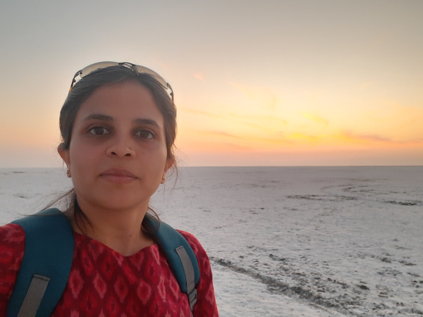 Enjoying the sunset at the Runn of Kutch.