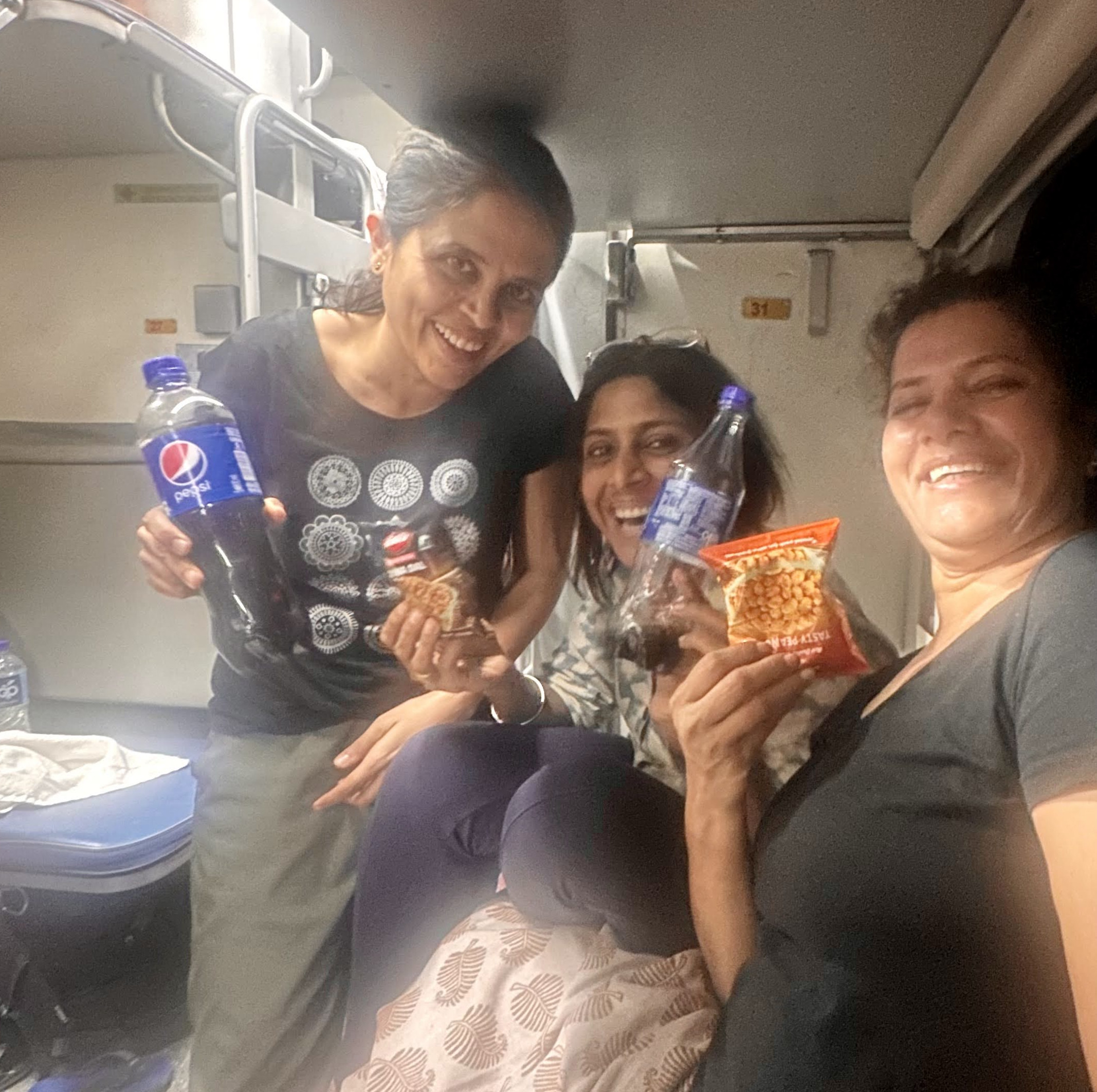 Having fun on the overnight train from Bhuj to Mumbai.